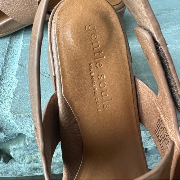 Gentle Souls Park Interlock Conac Suede Leather‎ Sandal Brown, SZ 10 Chunky Heel - Picture 8 of 8